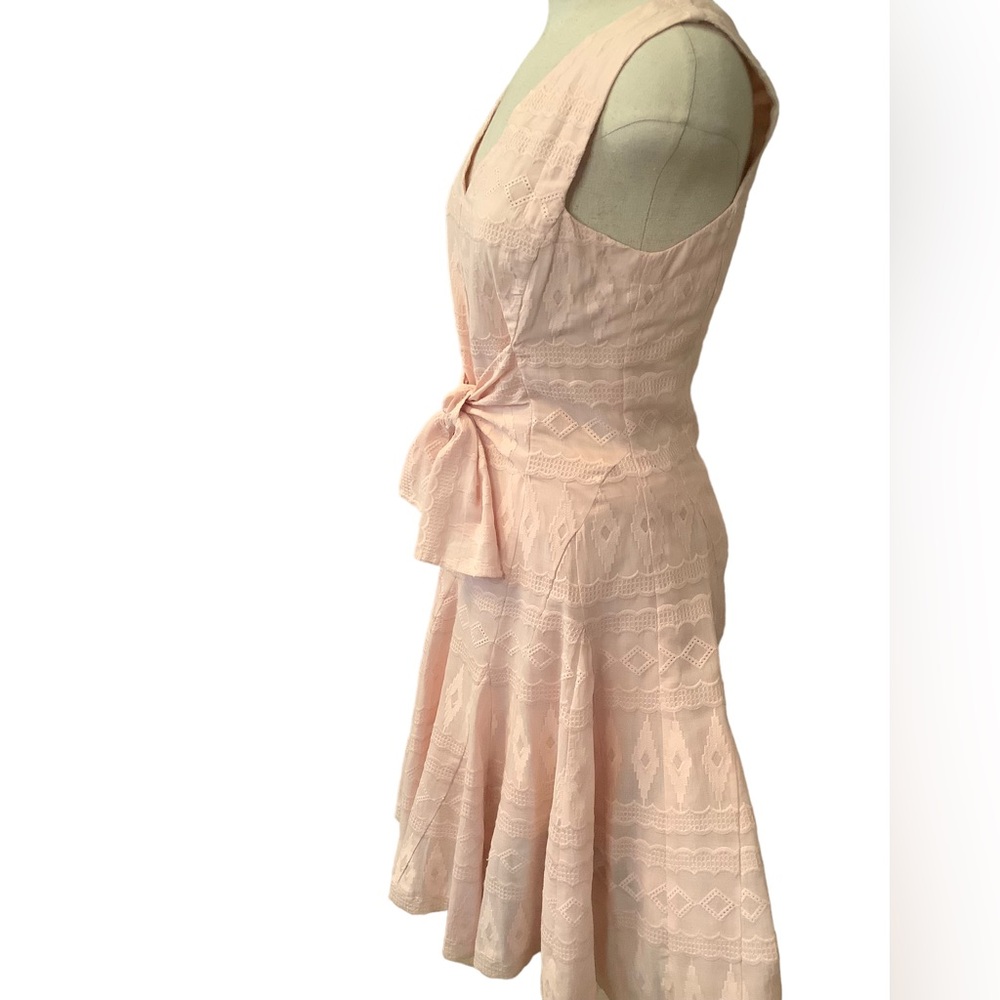 Rebecca Taylor Quartz Pink Embroidered Gauze‎ Cotton Tie Front Sleeveless… - Picture 4 of 13